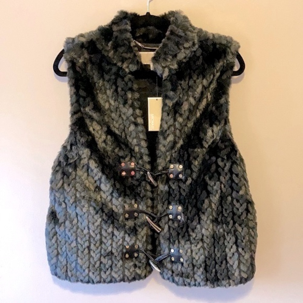 Michael Kors, NWT Vest, Faux Mink Fur, Chevron, L